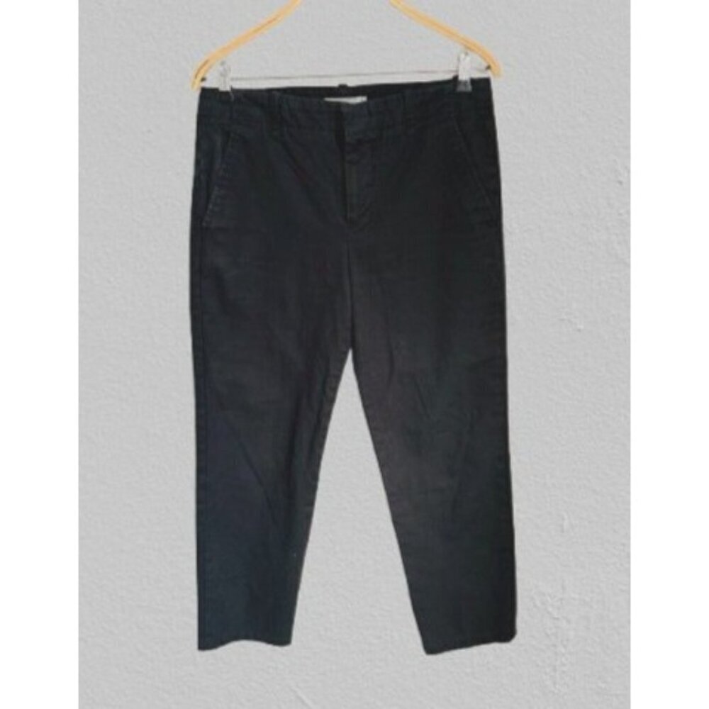 Vince Womens Black Cotton Blend Cropped Pants Size 8 With Back Pockets